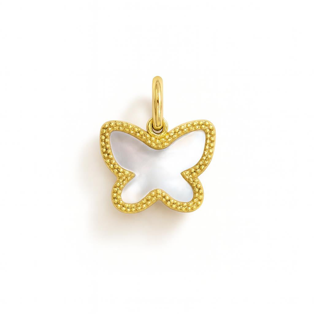 Charm Farfalla in Oro Giallo e Madreperla