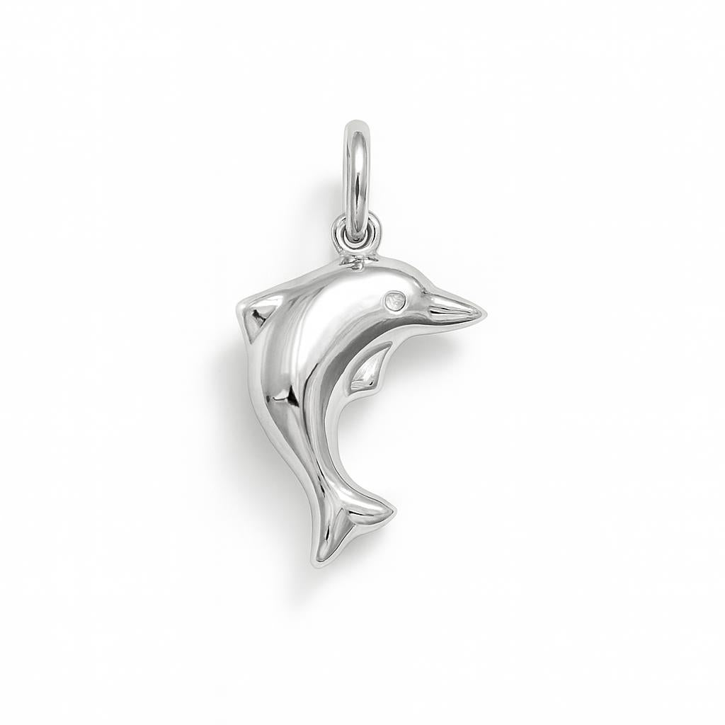 Charm Delfino in Oro Bianco e Smalto Azzurro