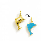 Charm Delfino in Oro Giallo e Smalto Azzurro