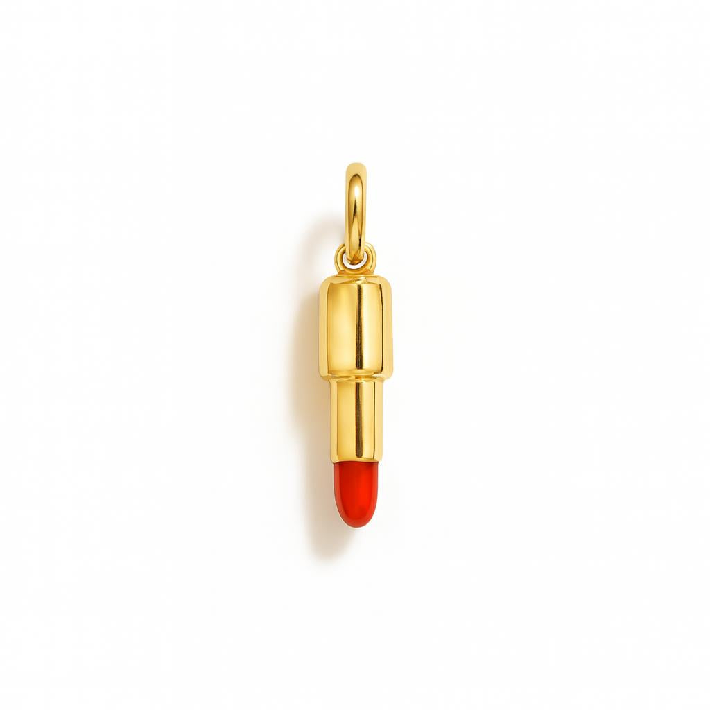 Charm Rossetto in Oro Giallo e Smalto Rosso