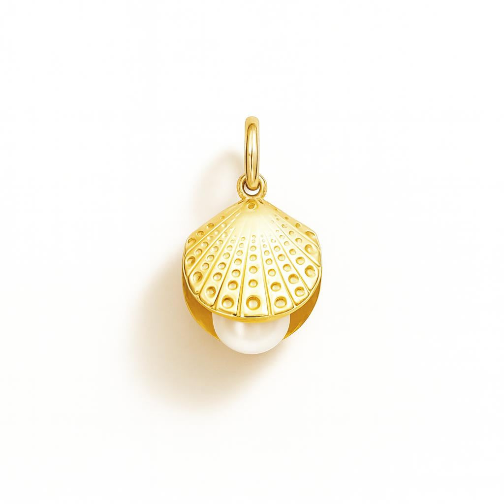 Charm Conchiglia in Oro Giallo e Perla
