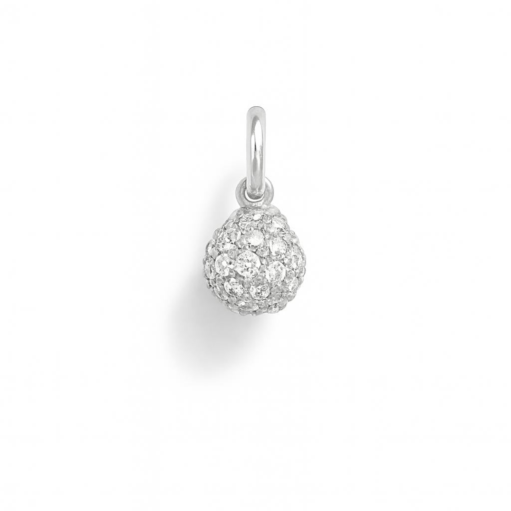Charm Sfera in Oro Bianco e Zirconi