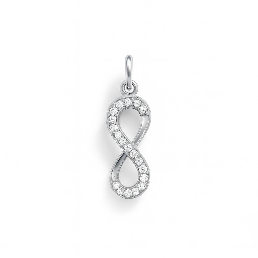 Charm Infinito in Oro Bianco e Zirconi