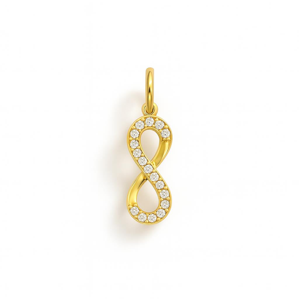 Charm Infinito in Oro Giallo e Zirconi