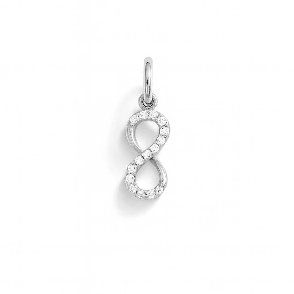 Charm Infinito in Oro Bianco e Zirconi