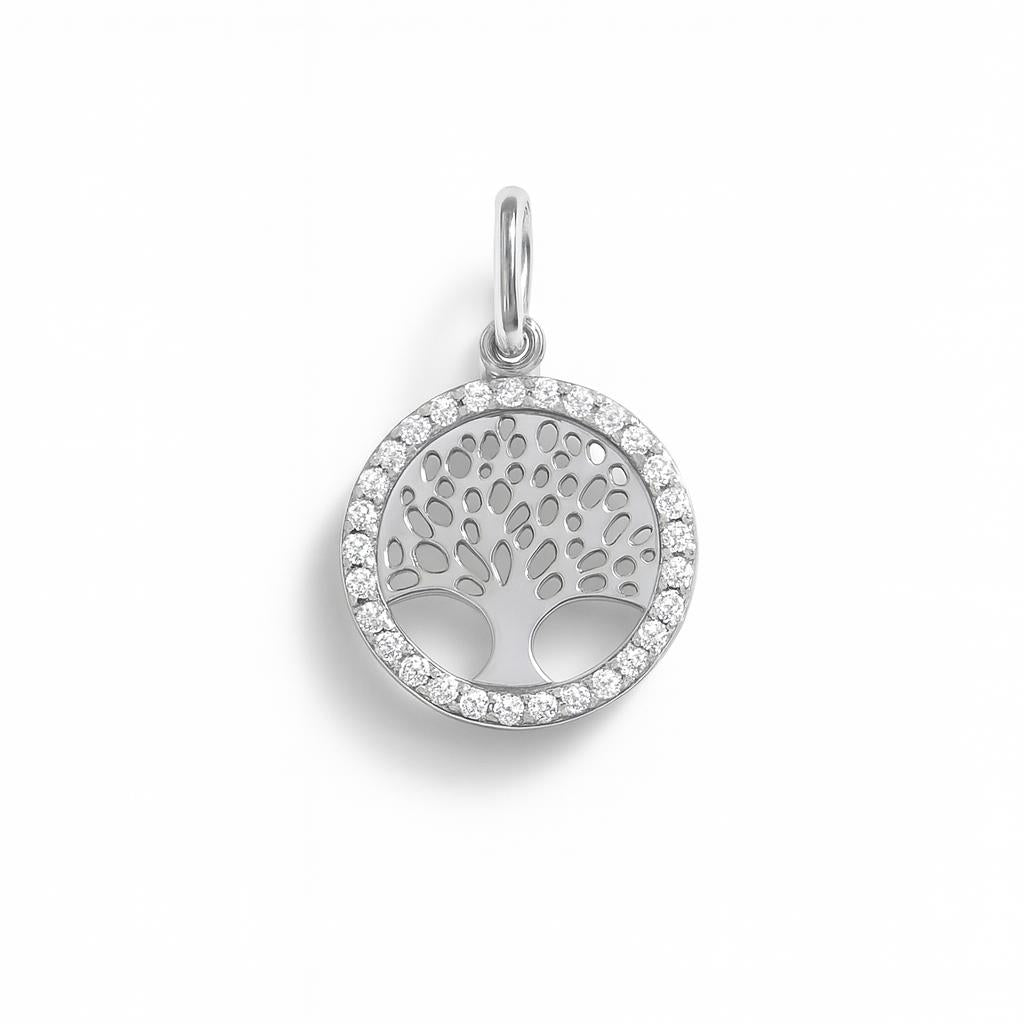Charm Albero della Vita in Oro Bianco e Zirconi