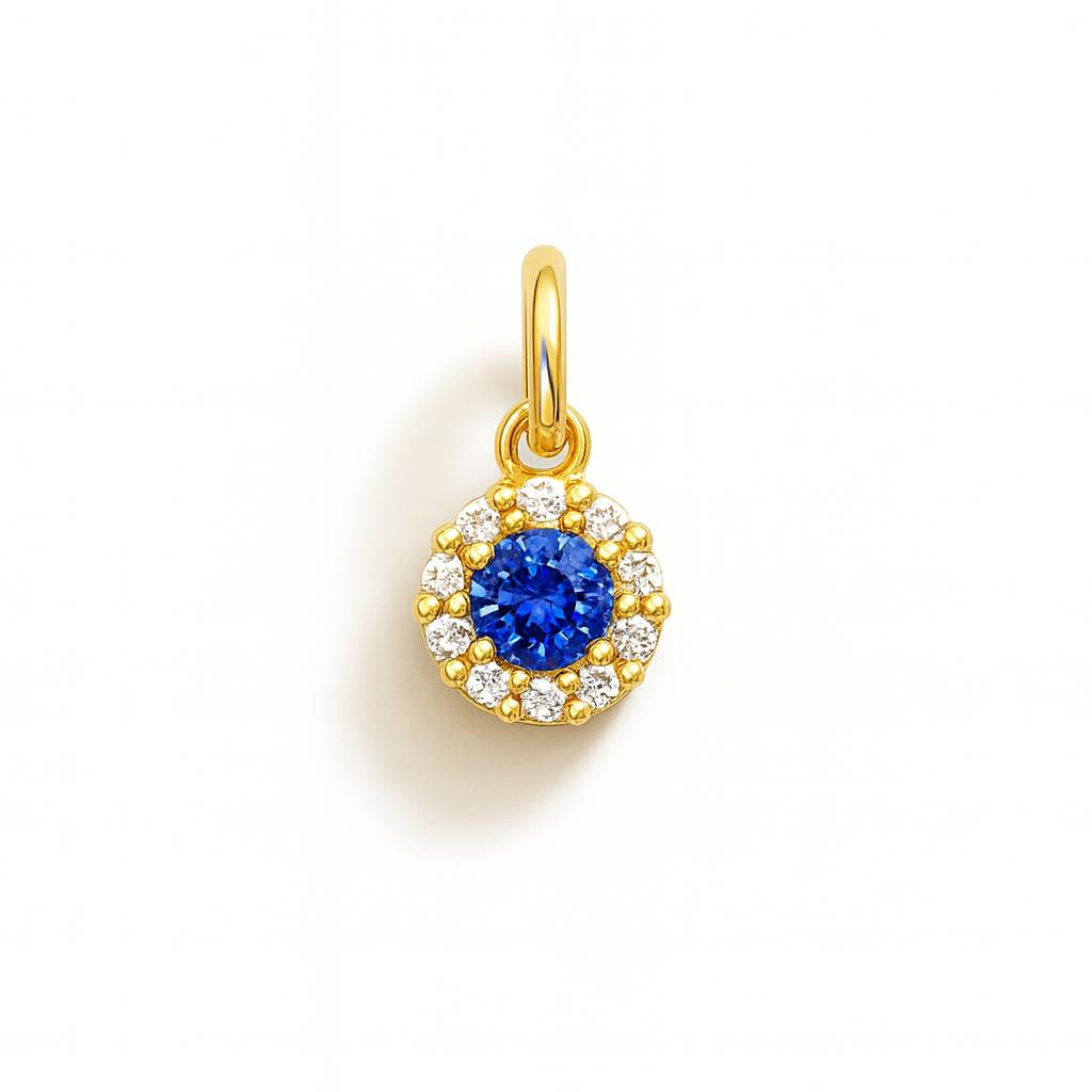 Charm Zaffiro in Oro Giallo e Zirconi