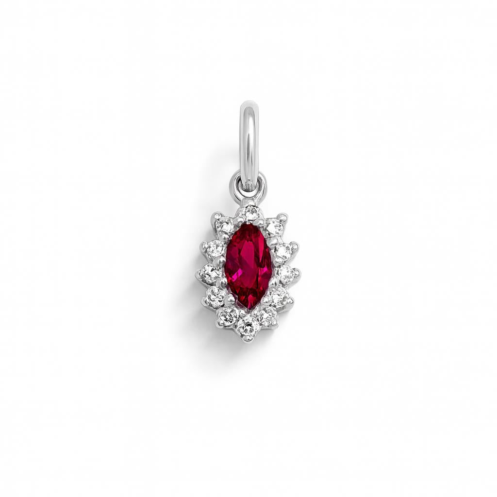 White Gold and Zirconia Ruby Charm