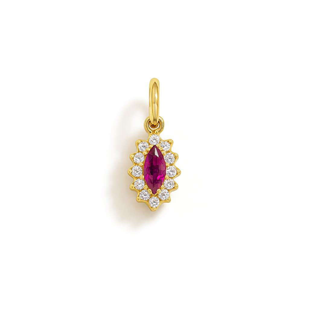 Charm Rubino in Oro Giallo e Zirconi