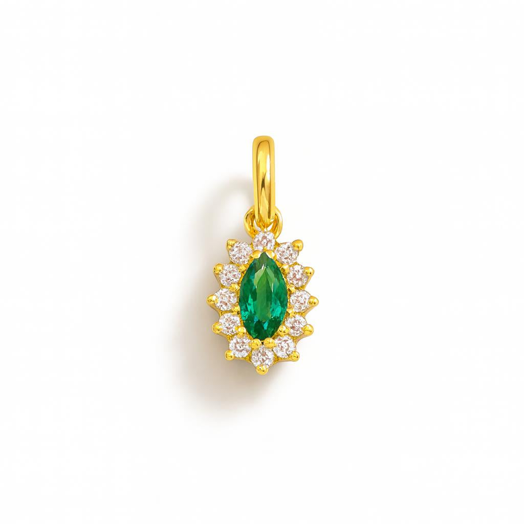 Charm Smeraldo in Oro Giallo e Zirconi