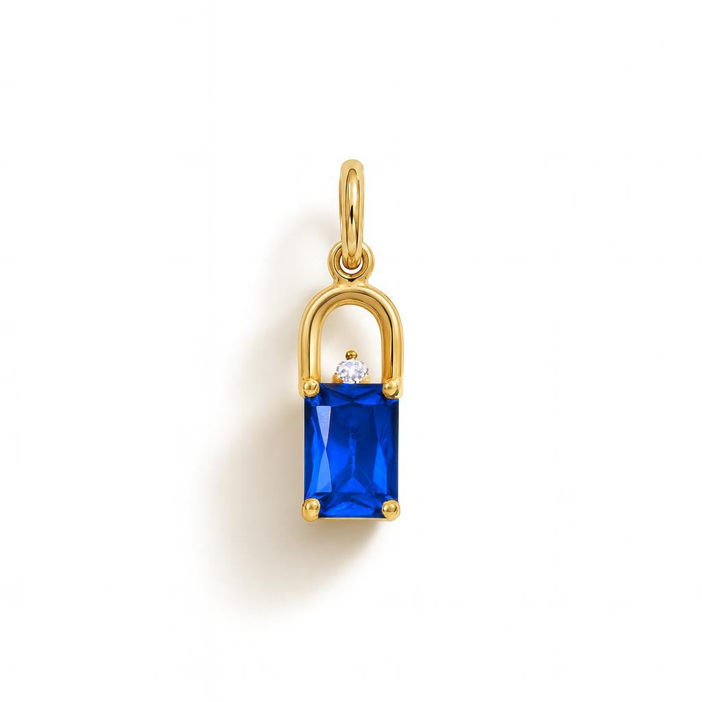 Charm Zaffiro in Oro Giallo e Zirconi