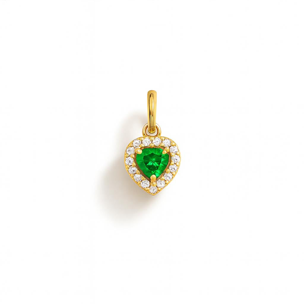 Yellow Gold and Zirconia Emerald Charm