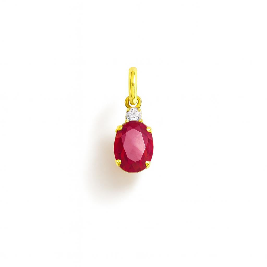 Charm Rubino in Oro Giallo e Zirconi