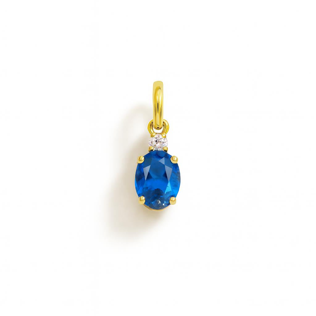 Charm Zaffiro in Oro Giallo e Zirconi