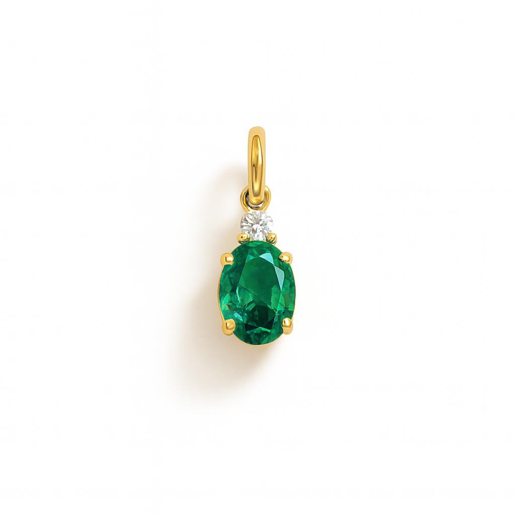 Charm Smeraldo in Oro Giallo e Zirconi