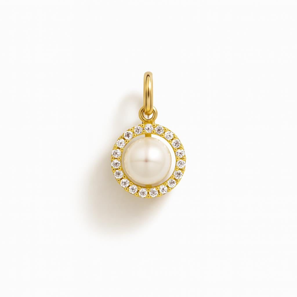 Charm Perla in Oro Giallo e Zirconi