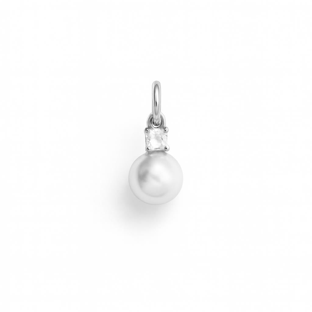 Charm Perla in Oro Bianco e Zirconi