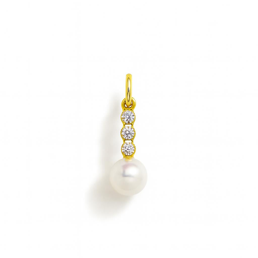 Charm Perla in Oro Giallo e Zirconi