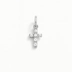 Charm Croce in Oro Bianco e Zirconi