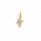 Charm Croce in Oro Giallo e Zirconi