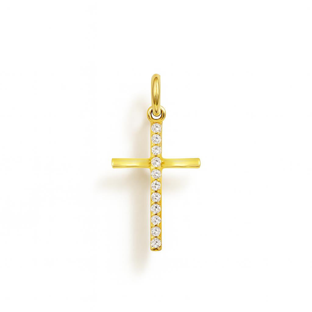 Charm Croce in Oro Giallo e Zirconi
