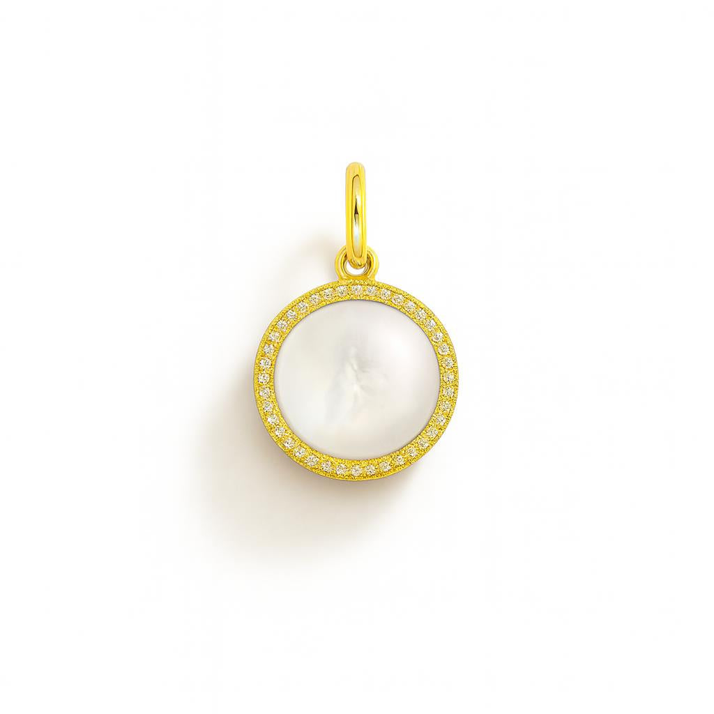 Charm Cerchio in Oro Giallo e Madreperla