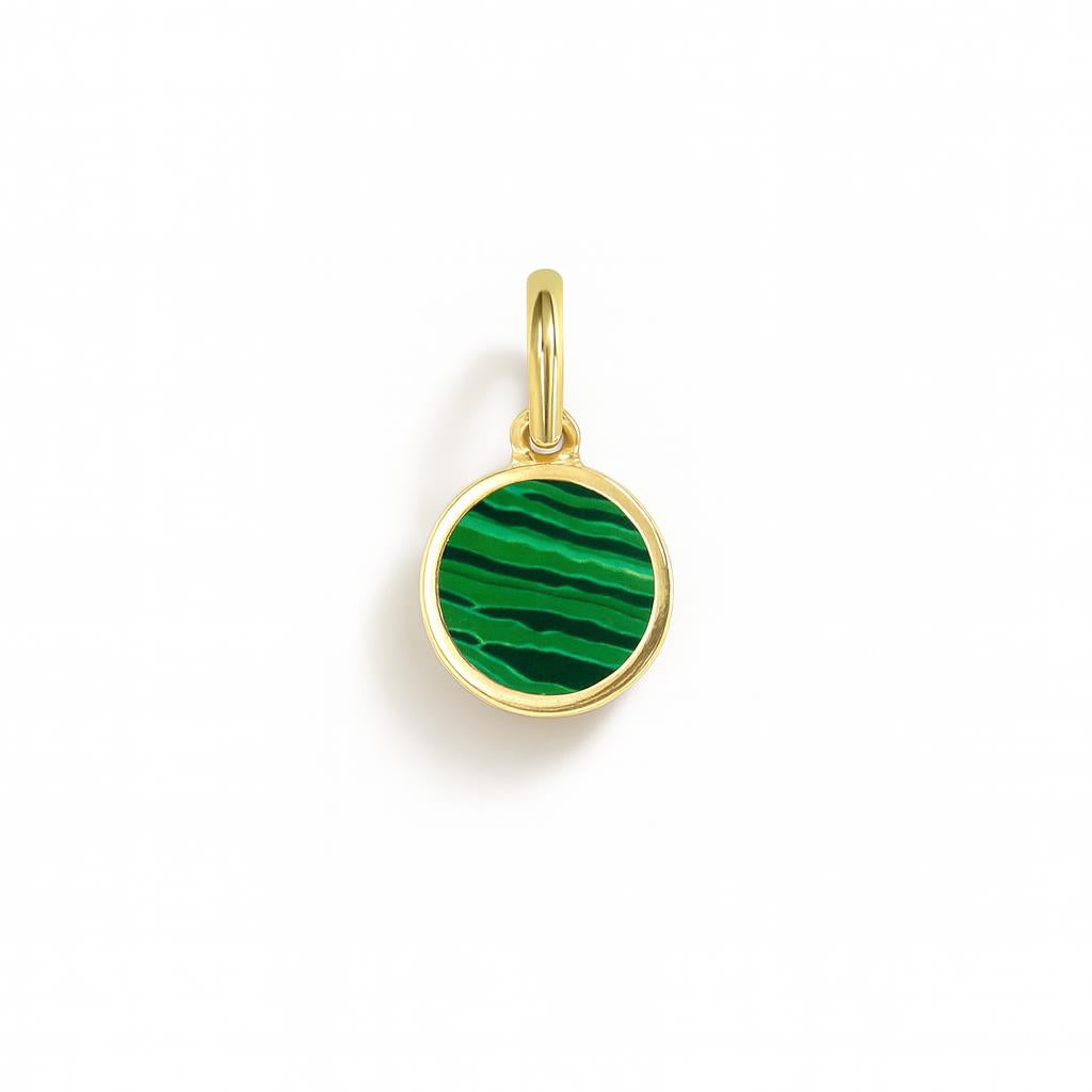 Charm Cerchio in Oro Giallo e Malachite