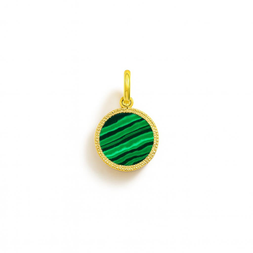 Charm Cerchio in Oro Giallo e Malachite
