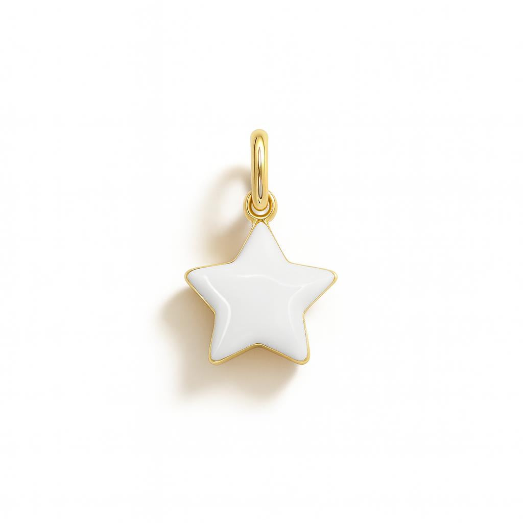 Charm Stella in Oro Giallo e Smalto Bianco