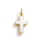 Charm Croce in Oro Giallo e Smalto Bianco