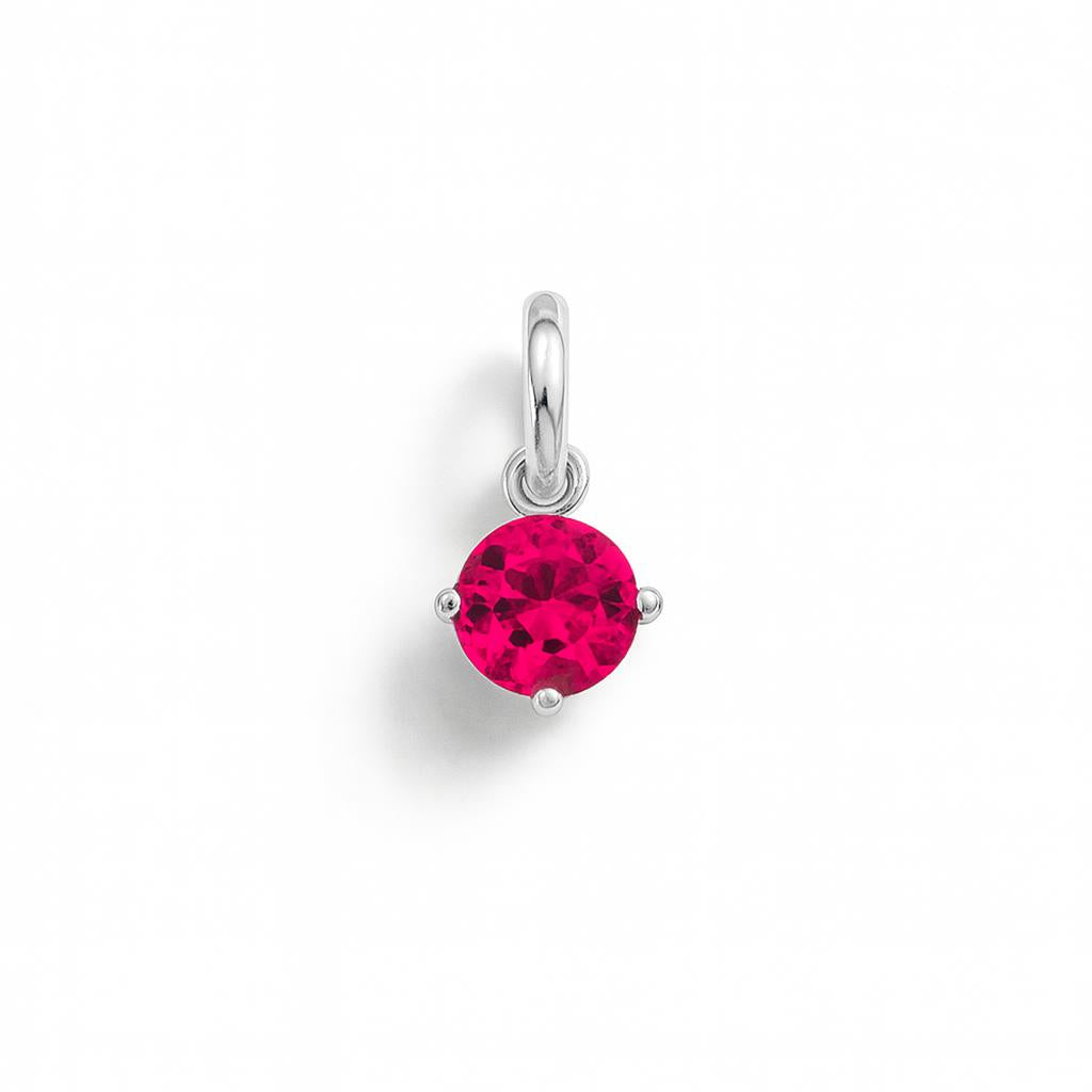 White Gold Ruby and Zircon Charm