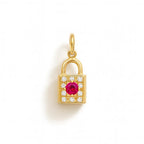 Charm Zircone Rubino Rosso in Oro Giallo