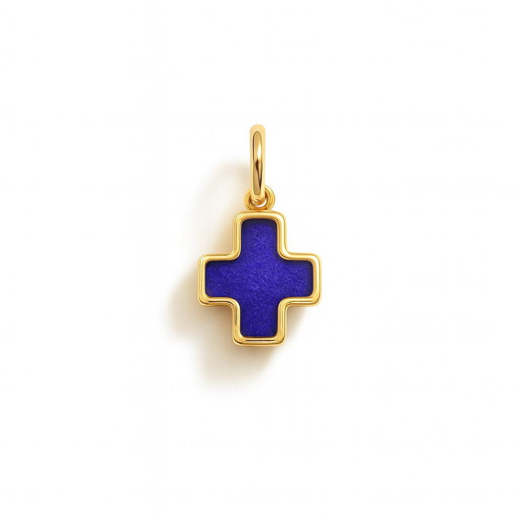 Charm Croce in Oro Giallo e Lapislazzuli