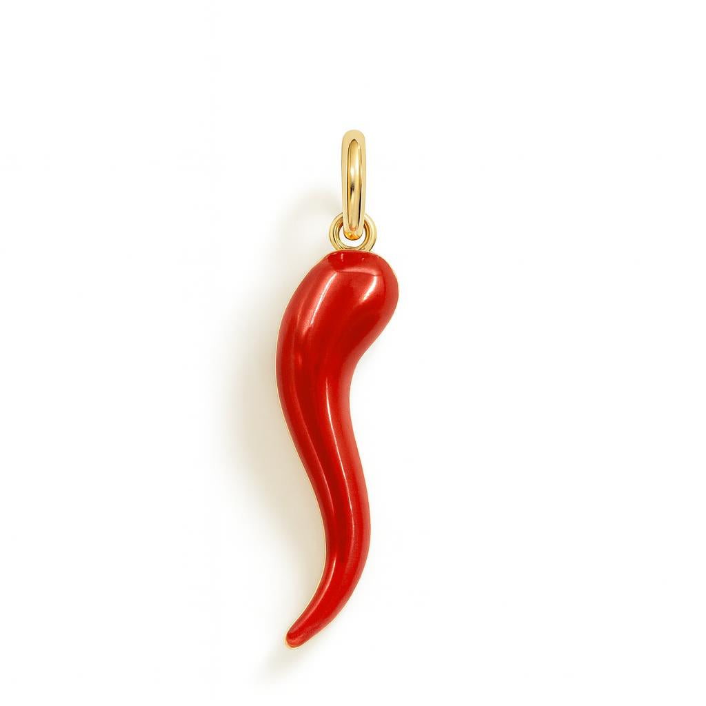 Charm Cornetto in Oro Giallo e Smalto Rosso