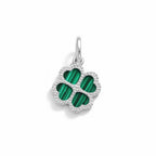 Charm Quadrifoglio in Oro Bianco e Malachite