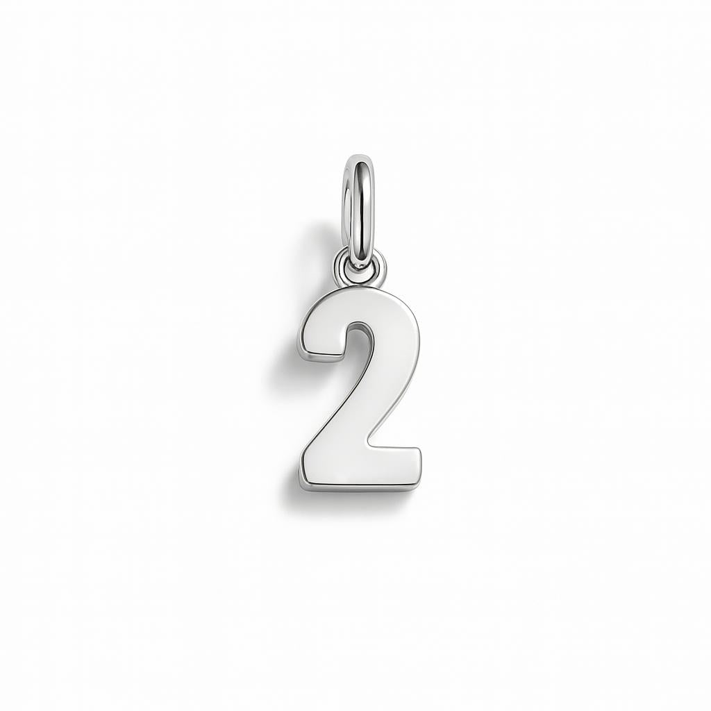 Charm Numero 2 in Oro Bianco