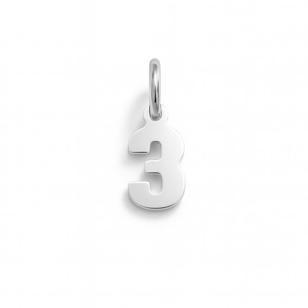 Charm Numero 3 in Oro Bianco