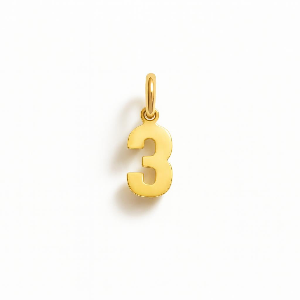 Charm Numero 3 in Oro Giallo