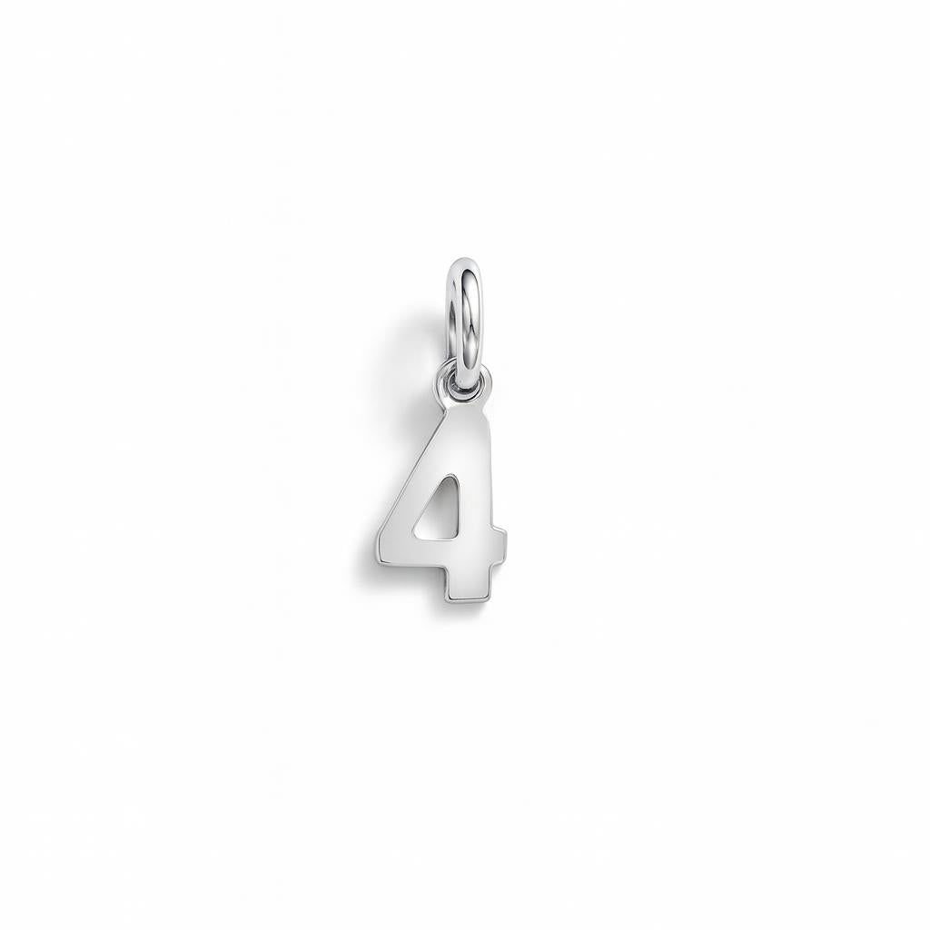 Charm Numero 4 in Oro Bianco