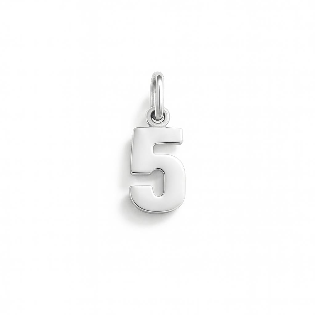 Charm Numero 5 in Oro Bianco