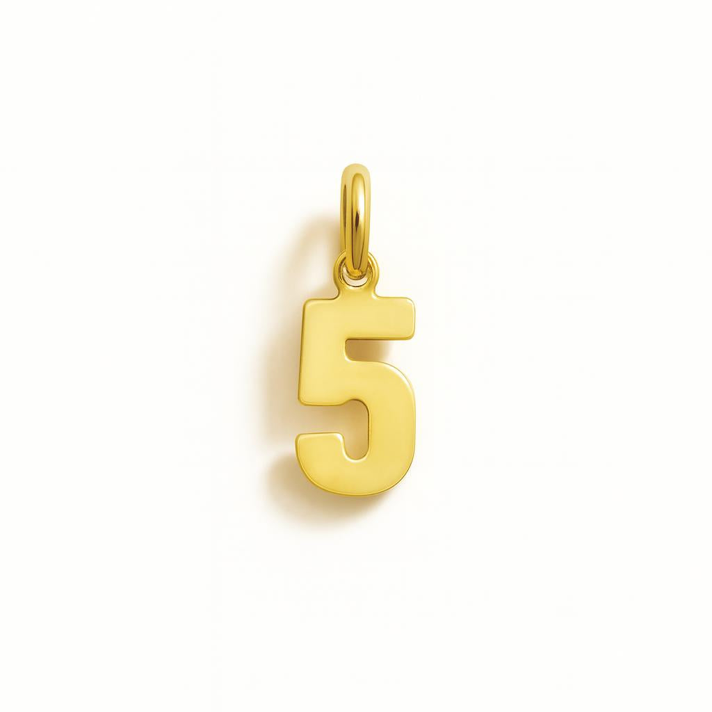Charm Numero 5 in Oro Giallo
