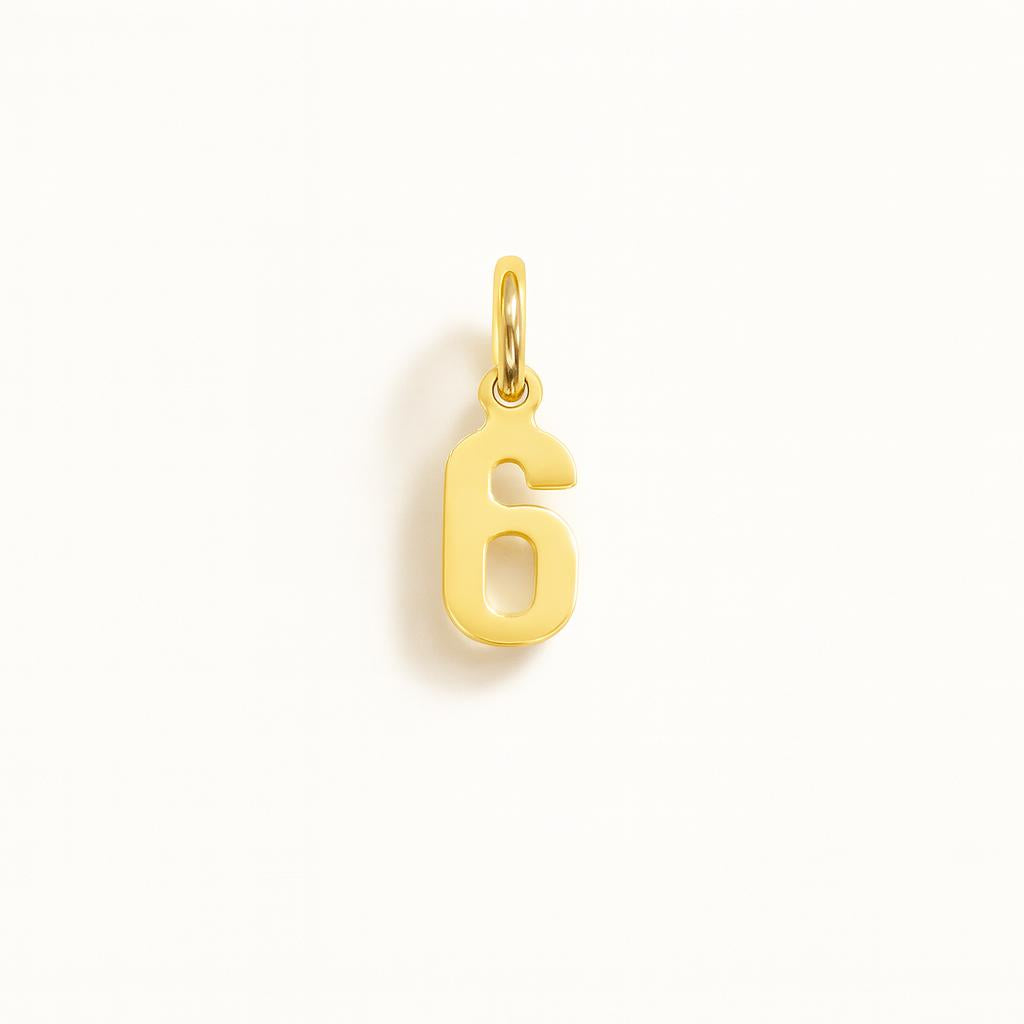 Charm Numero 6 in Oro Giallo