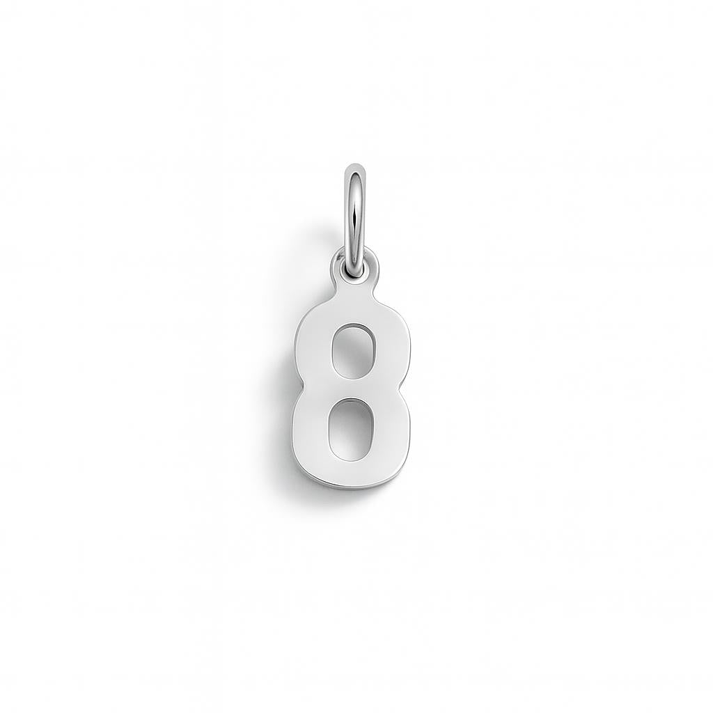 Charm Numero 8 in Oro Bianco