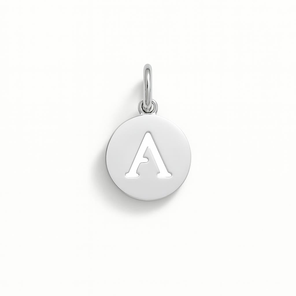 Charm Lettera A in Oro Bianco – Modello 4