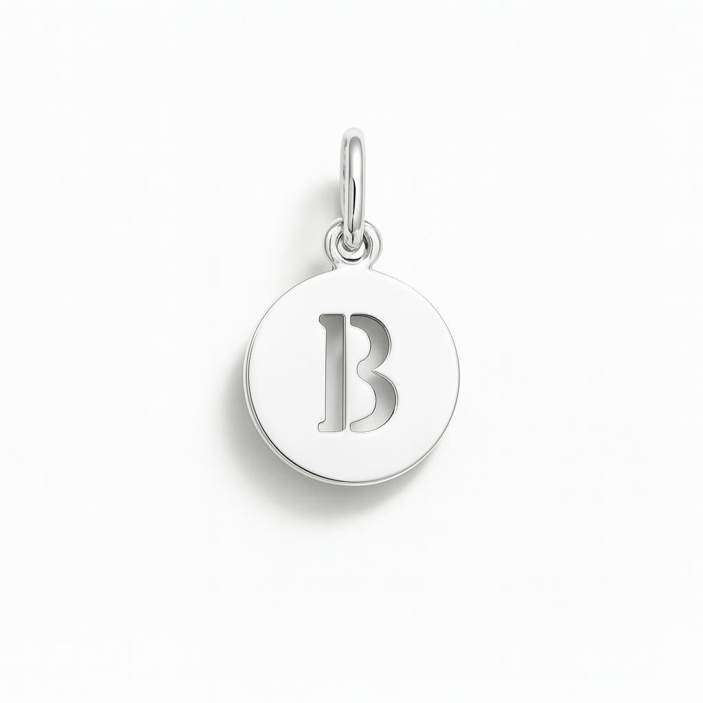 Charm Lettera B in Oro Bianco – Modello 4
