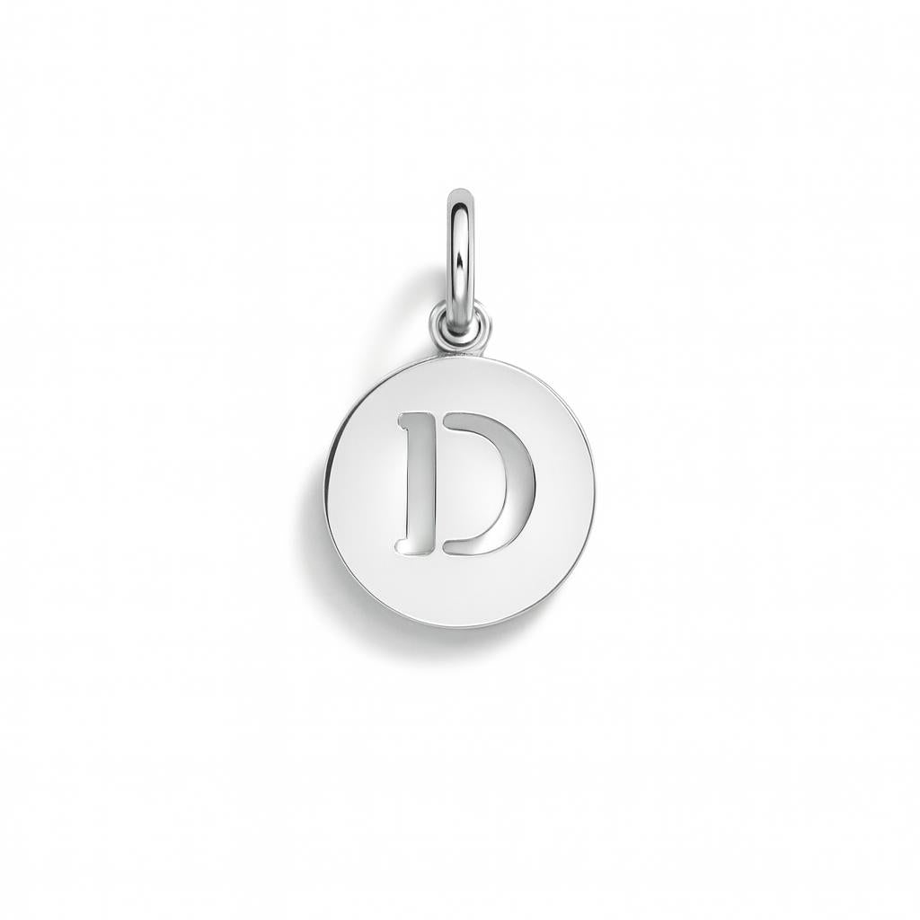 Charm Lettera D in Oro Bianco – Modello 4