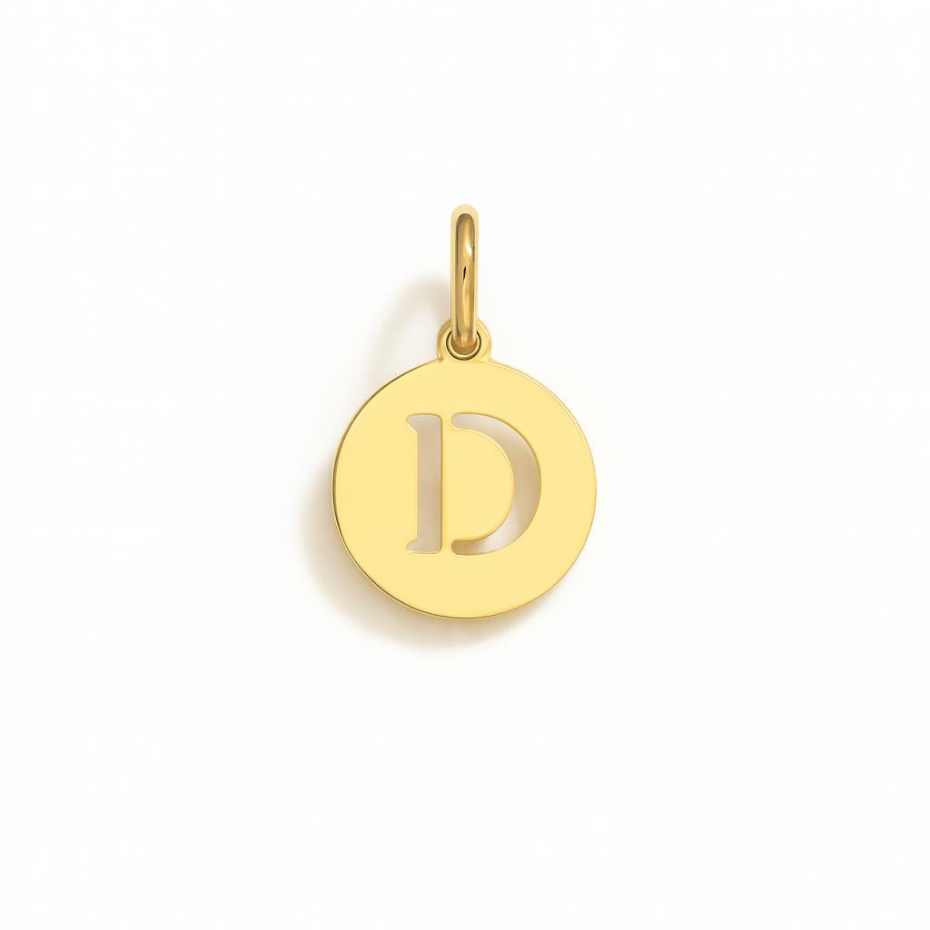 Charm Lettera D in Oro Giallo – Modello 4