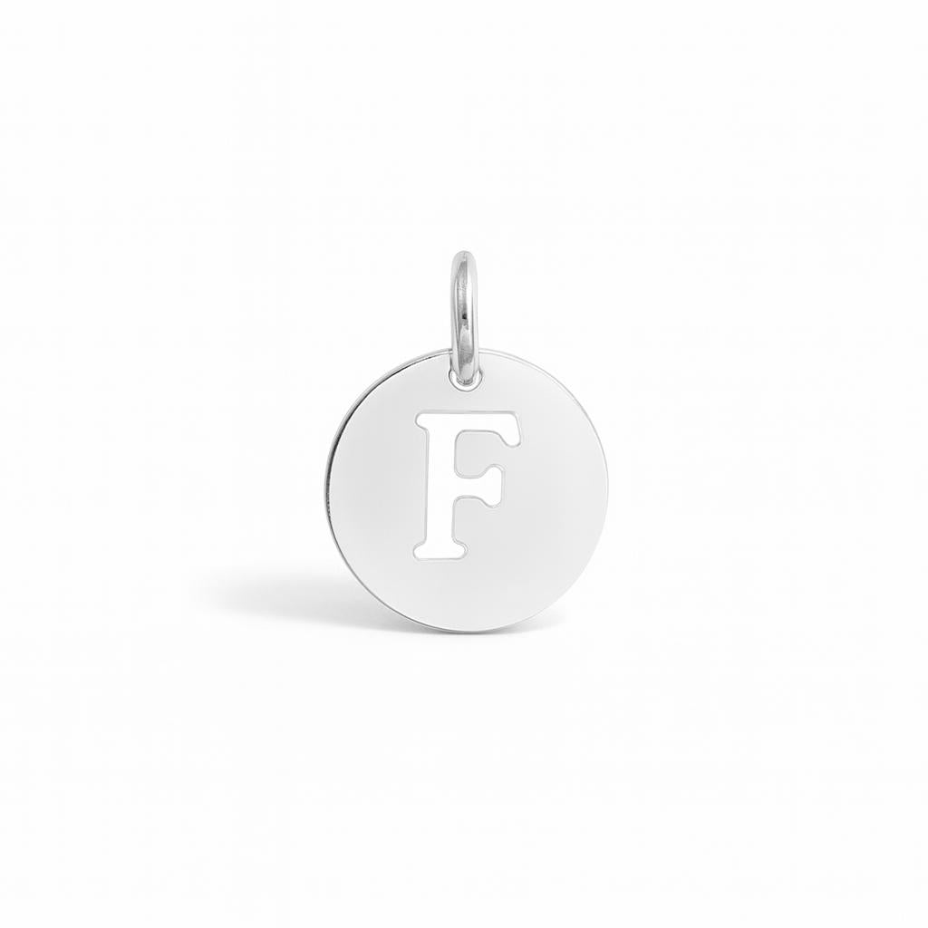 Charm Lettera F in Oro Bianco – Modello 4