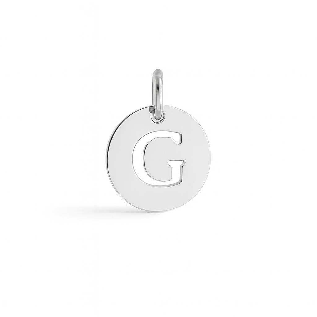 Charm Lettera G in Oro Bianco – Modello 4