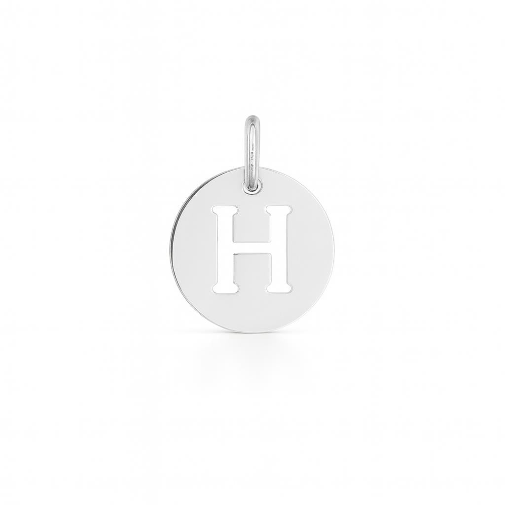 Charm Lettera H in Oro Bianco – Modello 4